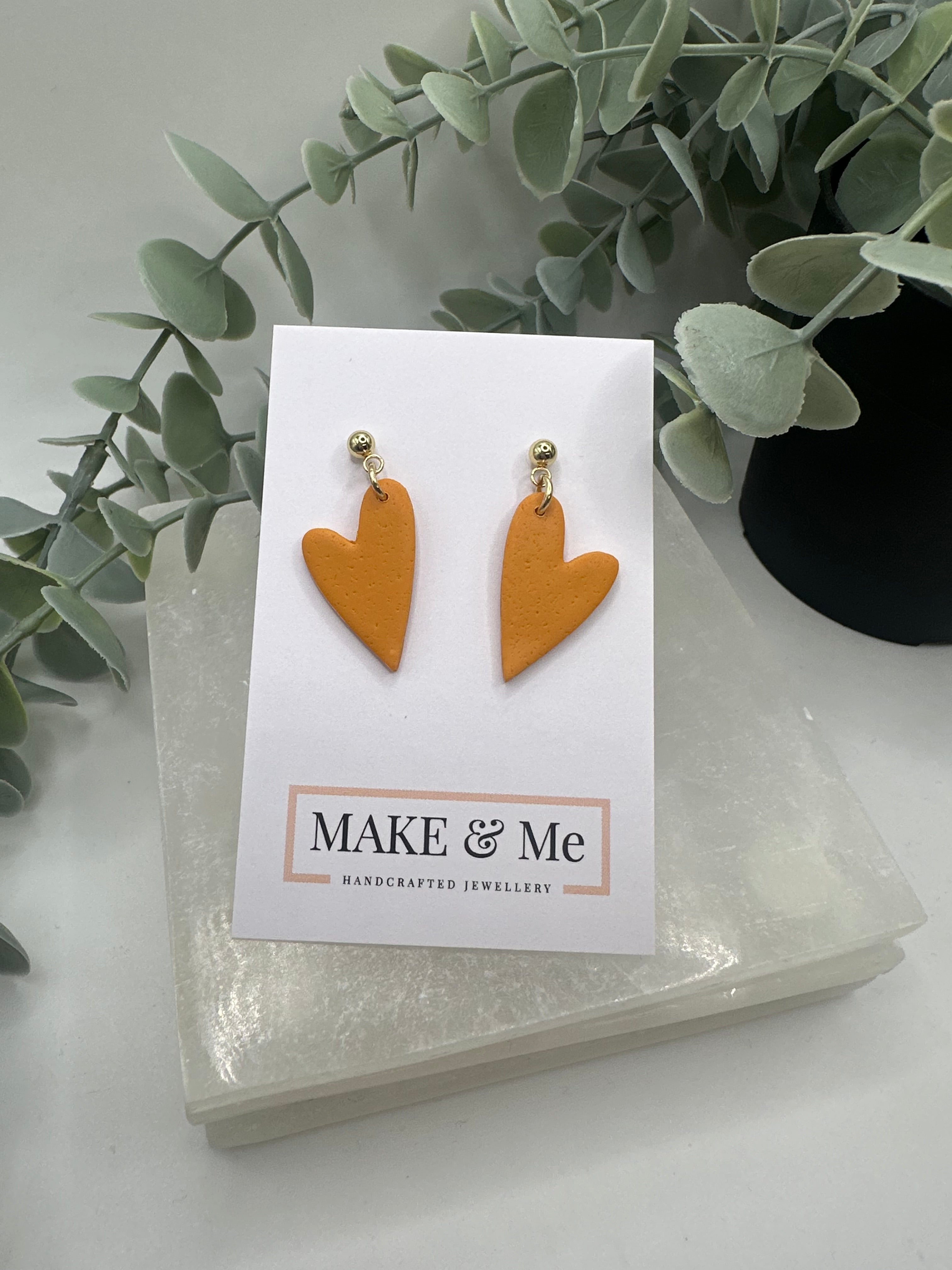 The Core Collection - Tangerine - Asymmetric Heart Ball Stud