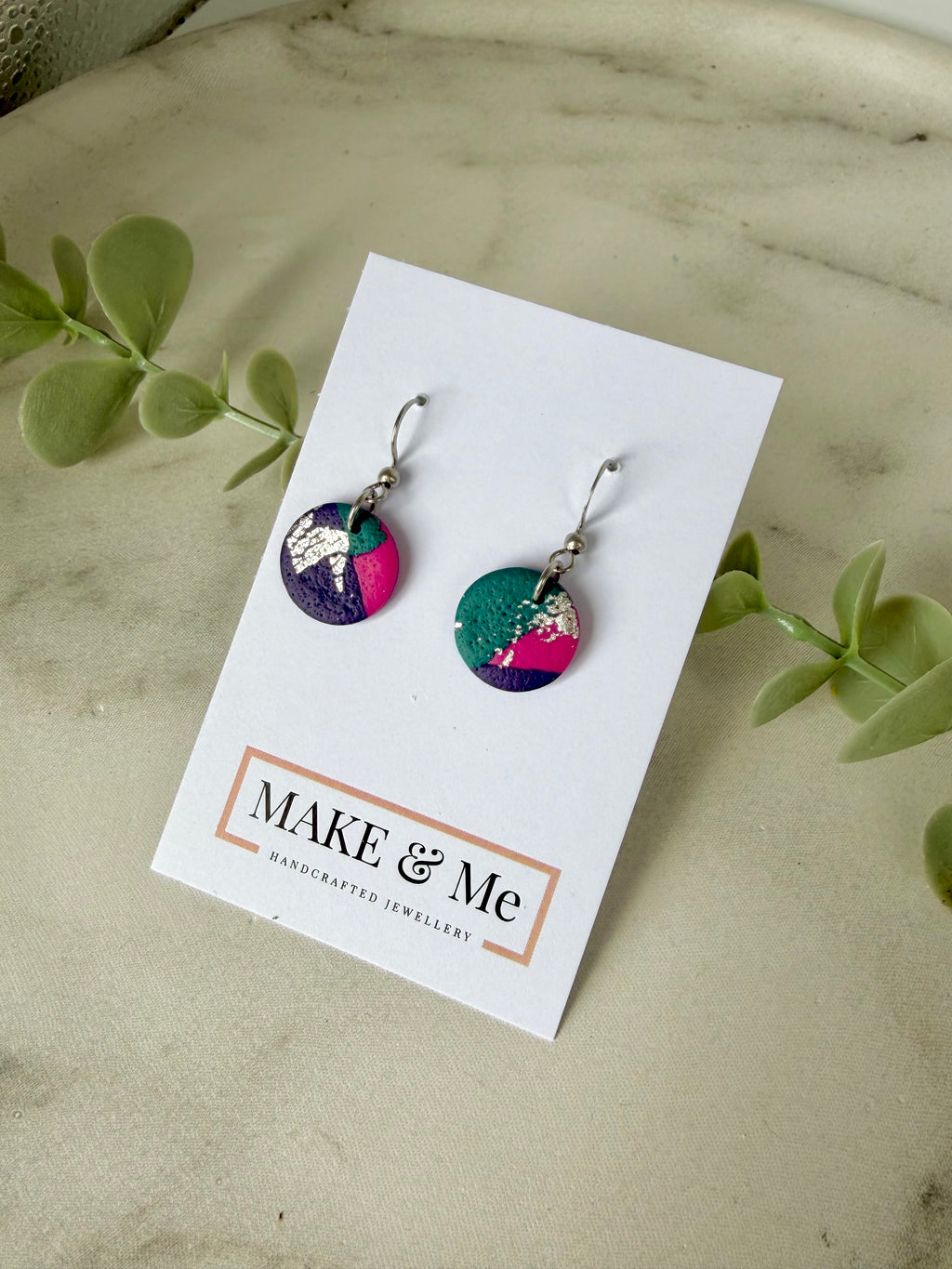 Abstract -  Button Ball Stud / Hook Earring