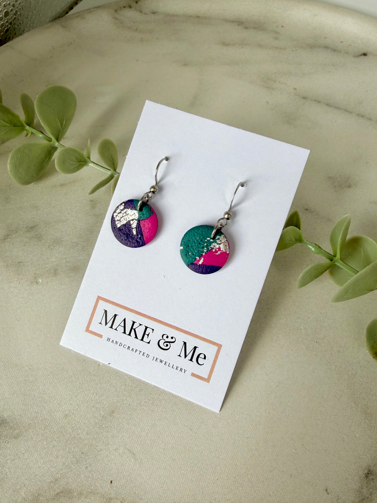 Abstract -  Button Ball Stud / Hook Earring