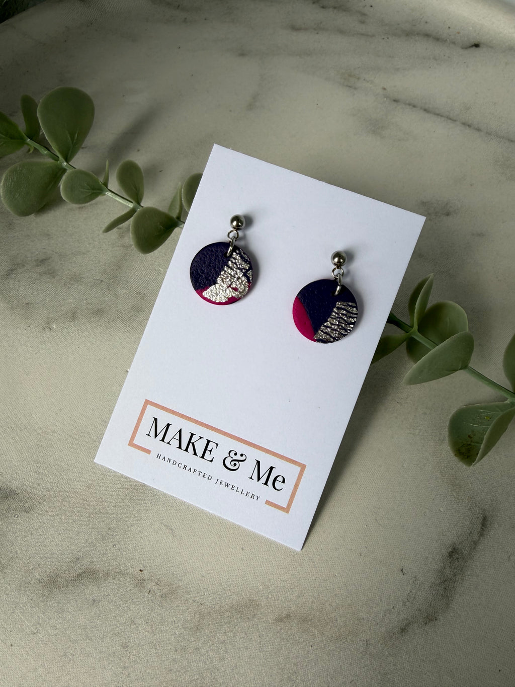 Abstract -  Button Ball Stud / Hook Earring