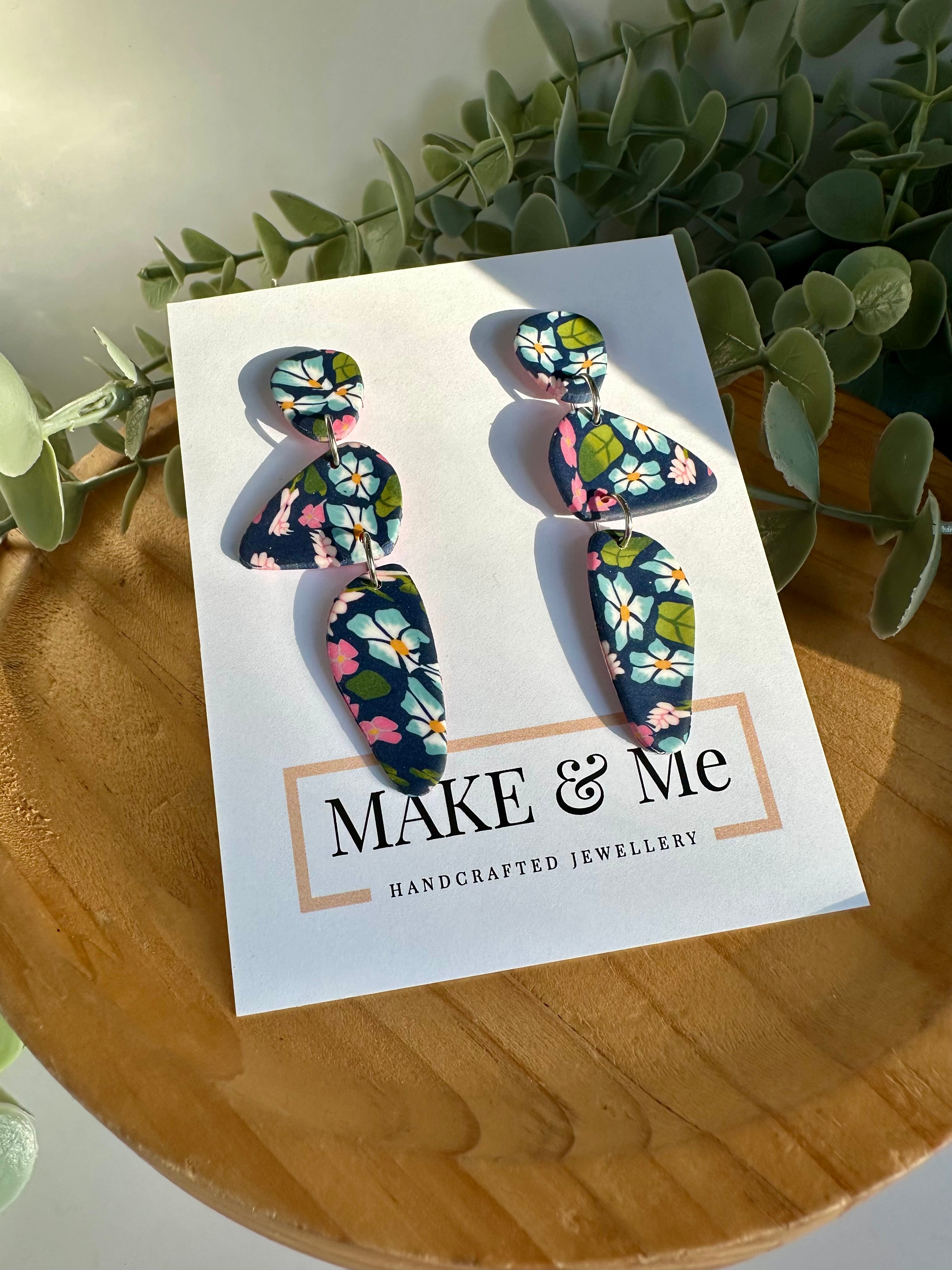 Sold out Pebble Statement Earrings – Floral Cane Collection | Stainless Steel