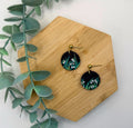Large Button Ball Stud Earrings – Reclaimed Leather Collection | Hand-Painted Snowdrops