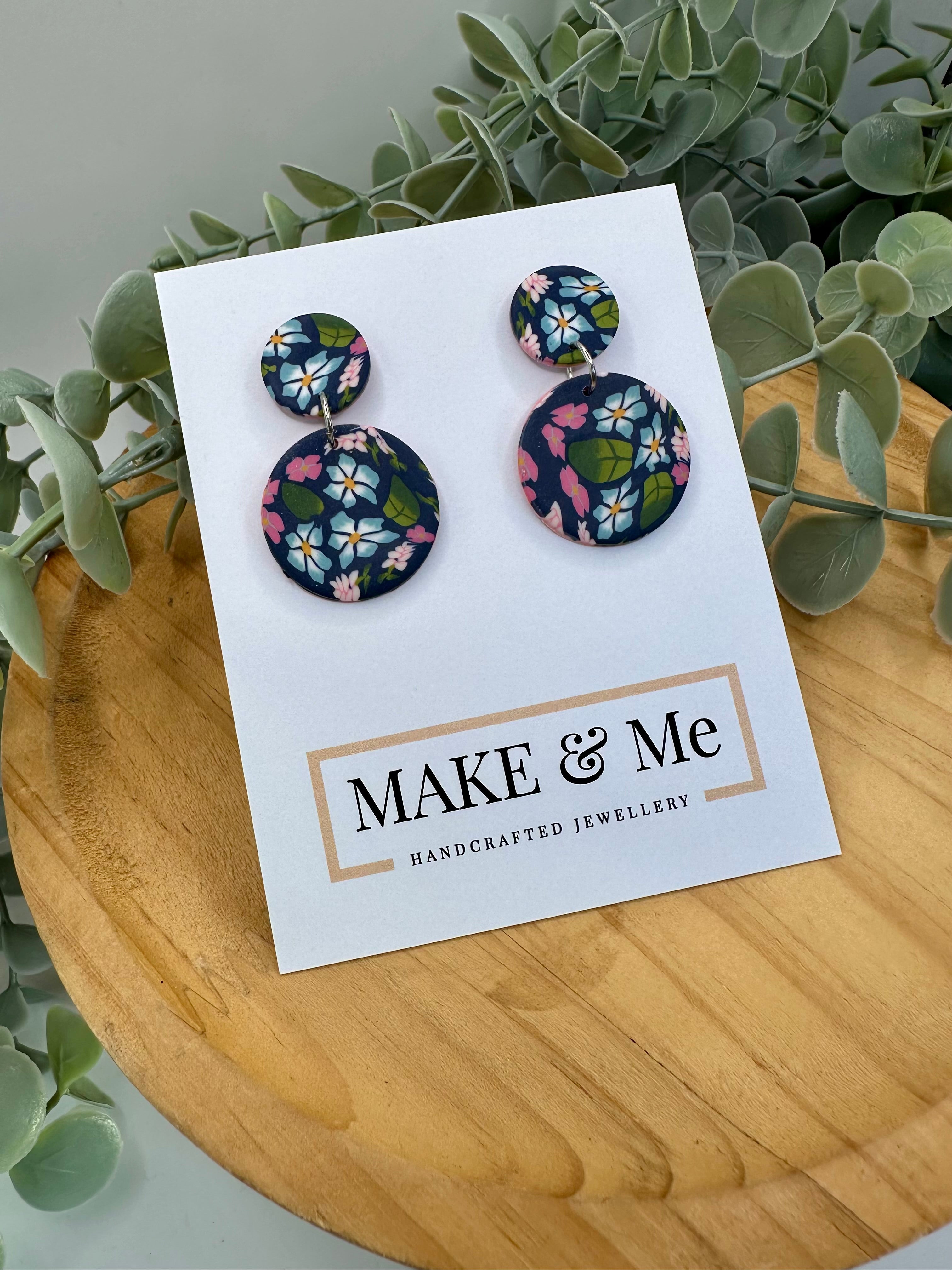 Sold Out Extra Large Double Button Earrings – Floral Cane Collection | Stainless Steel
