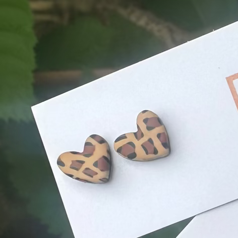 Leopard Print little Heart Stud EARRINGS