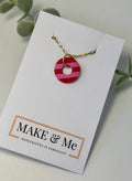 Pink and Red Striped Polo Necklace