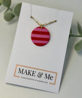 Pink and Red Striped Large button Necklace