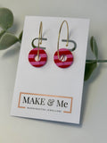 Pink and Red Striped Polo Hoop Earring