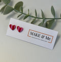Pink and Red Striped Little Heart Stud Earring