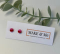 Pink and Red Striped Mini Dot Stud Earring