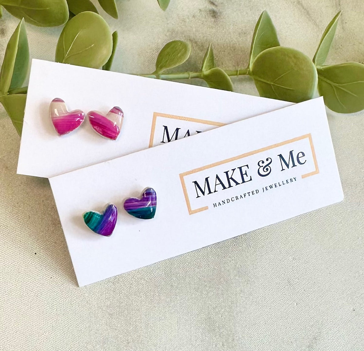 Hand Painted - Little Heart Stud Earrings