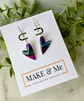 Hand Painted - Asymmetric Heart Hoop Earrings