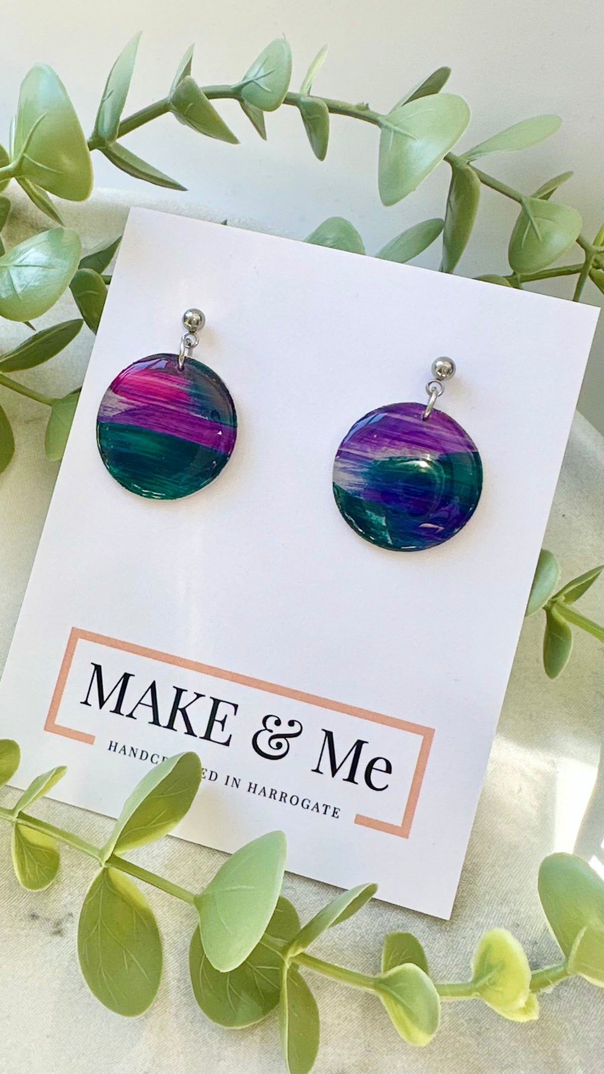 Hand Painted  - Large Button Ball Stud / Hook