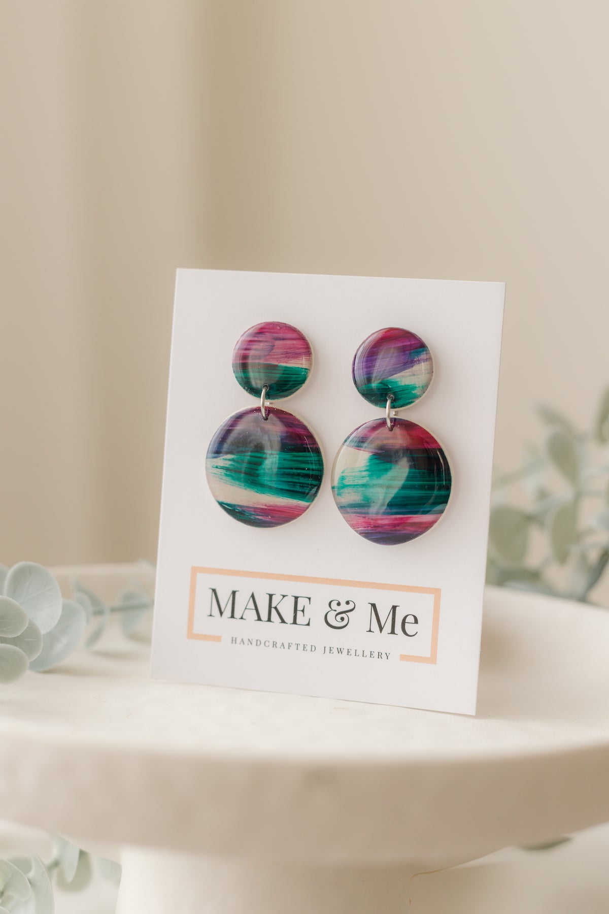 XXL Double Statement Earrings – Hand-Painted
