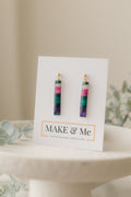 Hand Painted - Long Rectangle Ball Stud / Hook