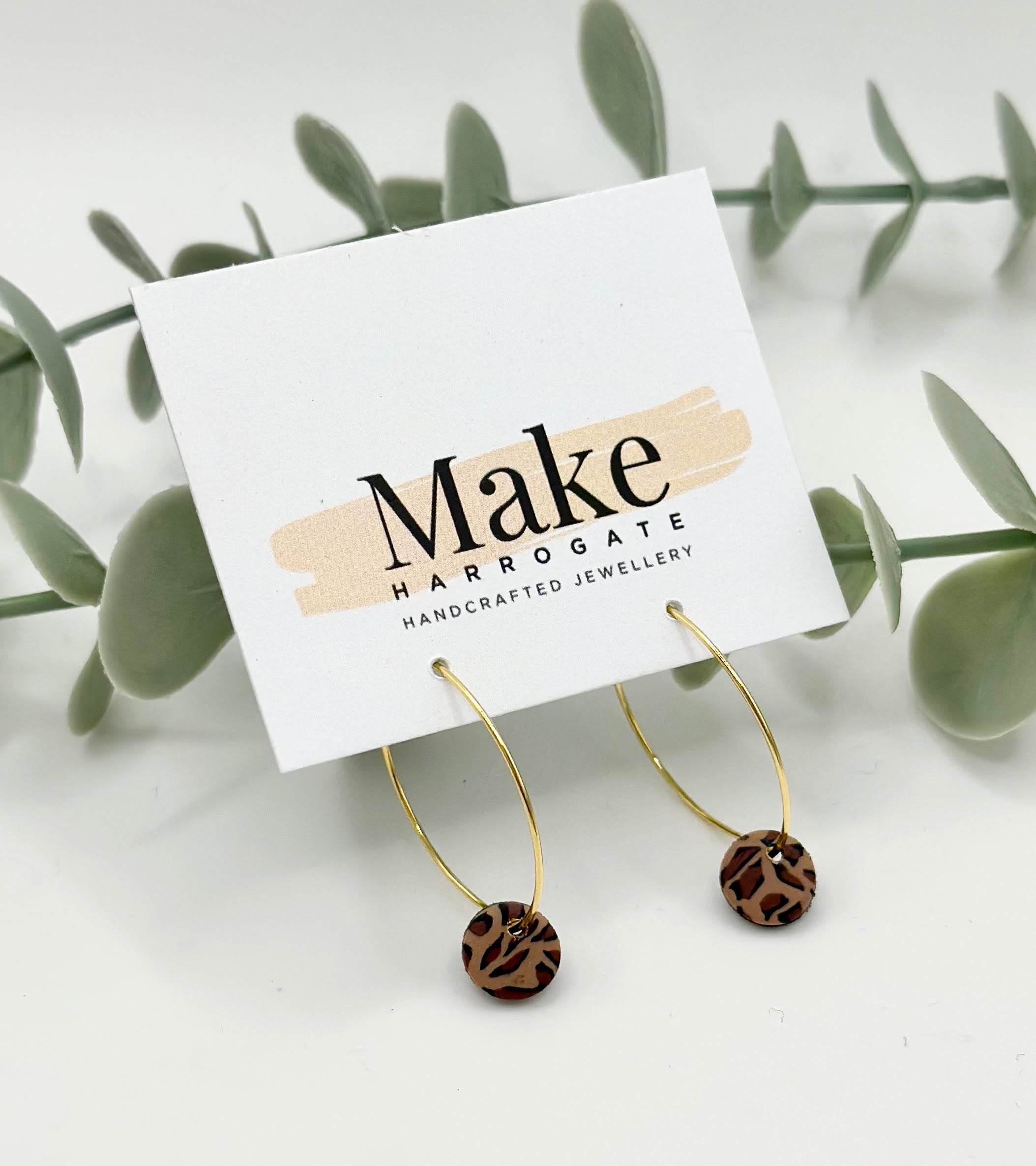 Tan Leopard - Dot Hoop